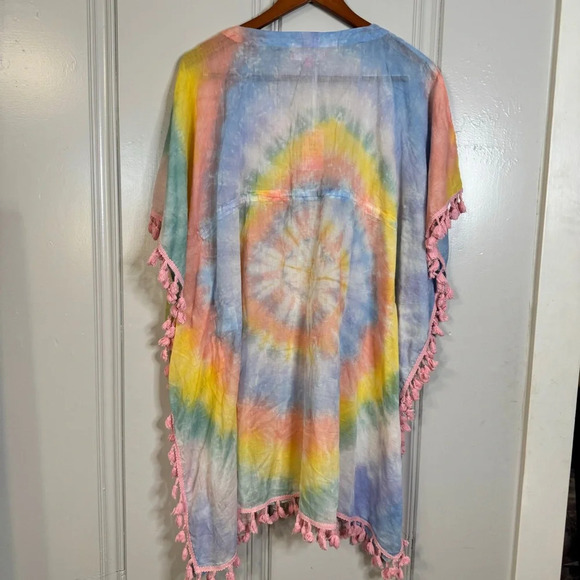 NWT Simply Southern Tie Dye‎ Coverup Tassels Beaded Drawstring Waist Size S / M - Picture 15 of 15